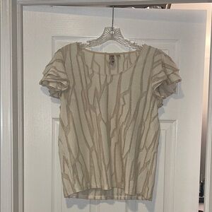 Anthropologie Dolan Blouse with Flutter Sleeves and Unique Textured Pattern